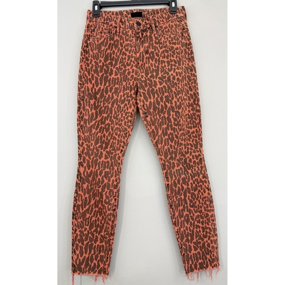 MOTHER Denim - Mother Jeans Women's 26 High Waisted Looker Ankle Fray Animal Attraction Leopard